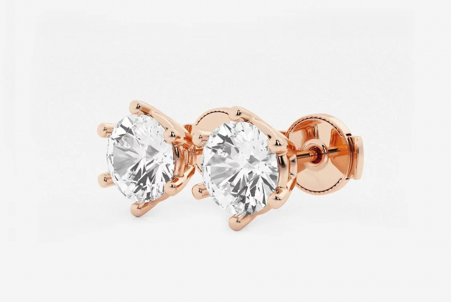 6 Prongs Round Cut Lab Diamond Studs
