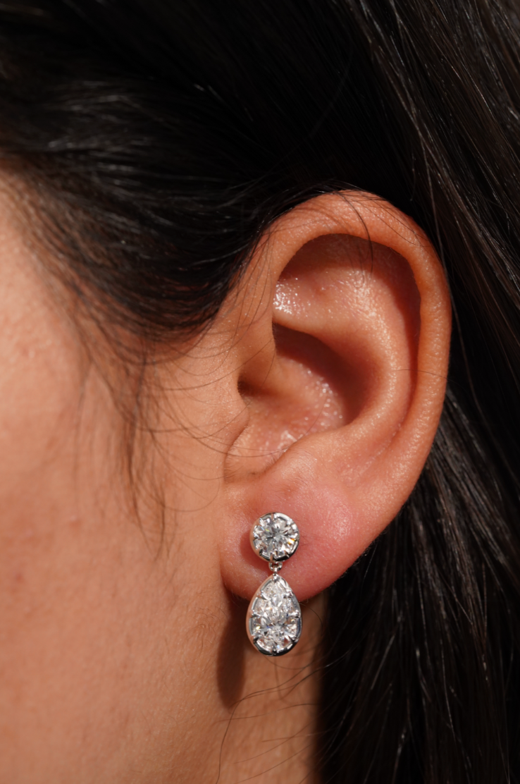 Georgian Style Pear Drop Earrings