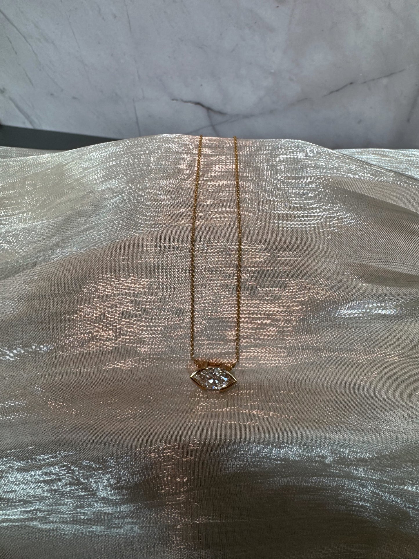 The Luna - Marquise Half Bezel Necklace
