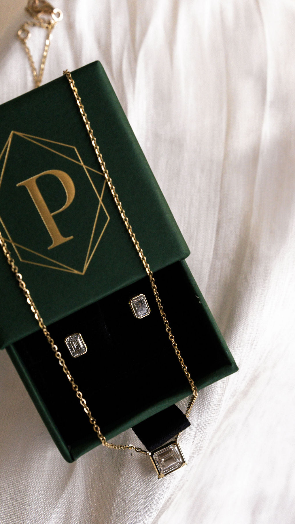 The Jane-  Emerald Bezel Earrings