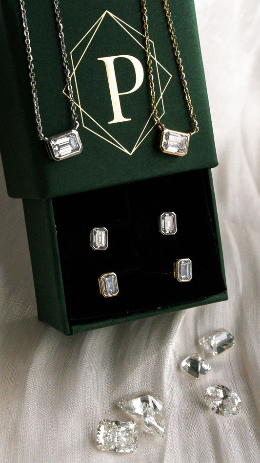 The Jane-  Emerald Bezel Earrings