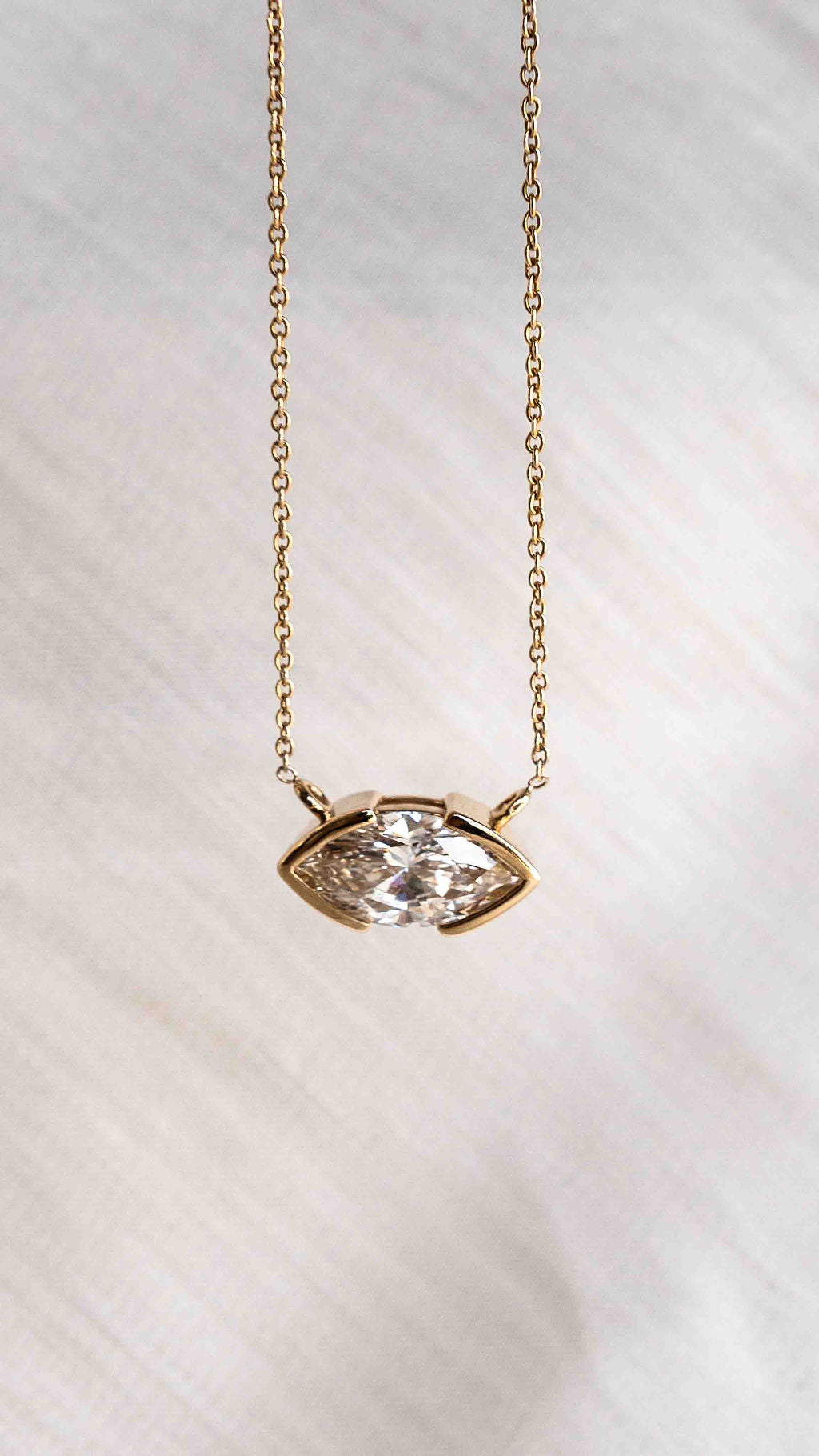 The Luna - Marquise Half Bezel Necklace