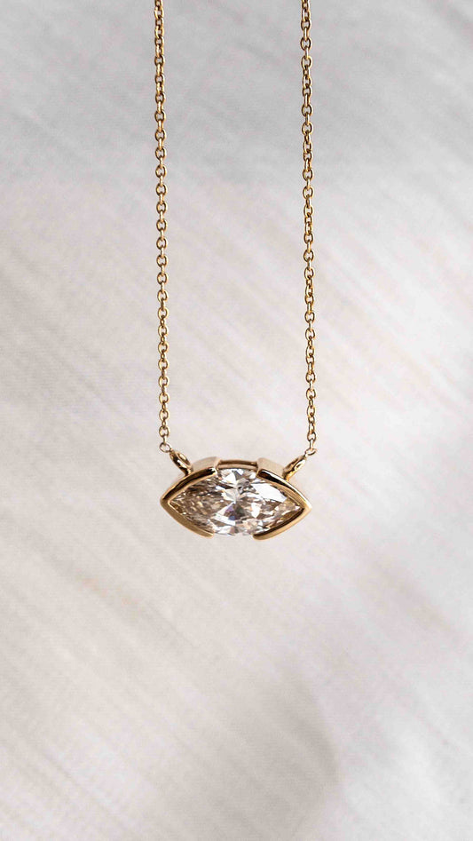 The Luna - Marquise Half Bezel Necklace