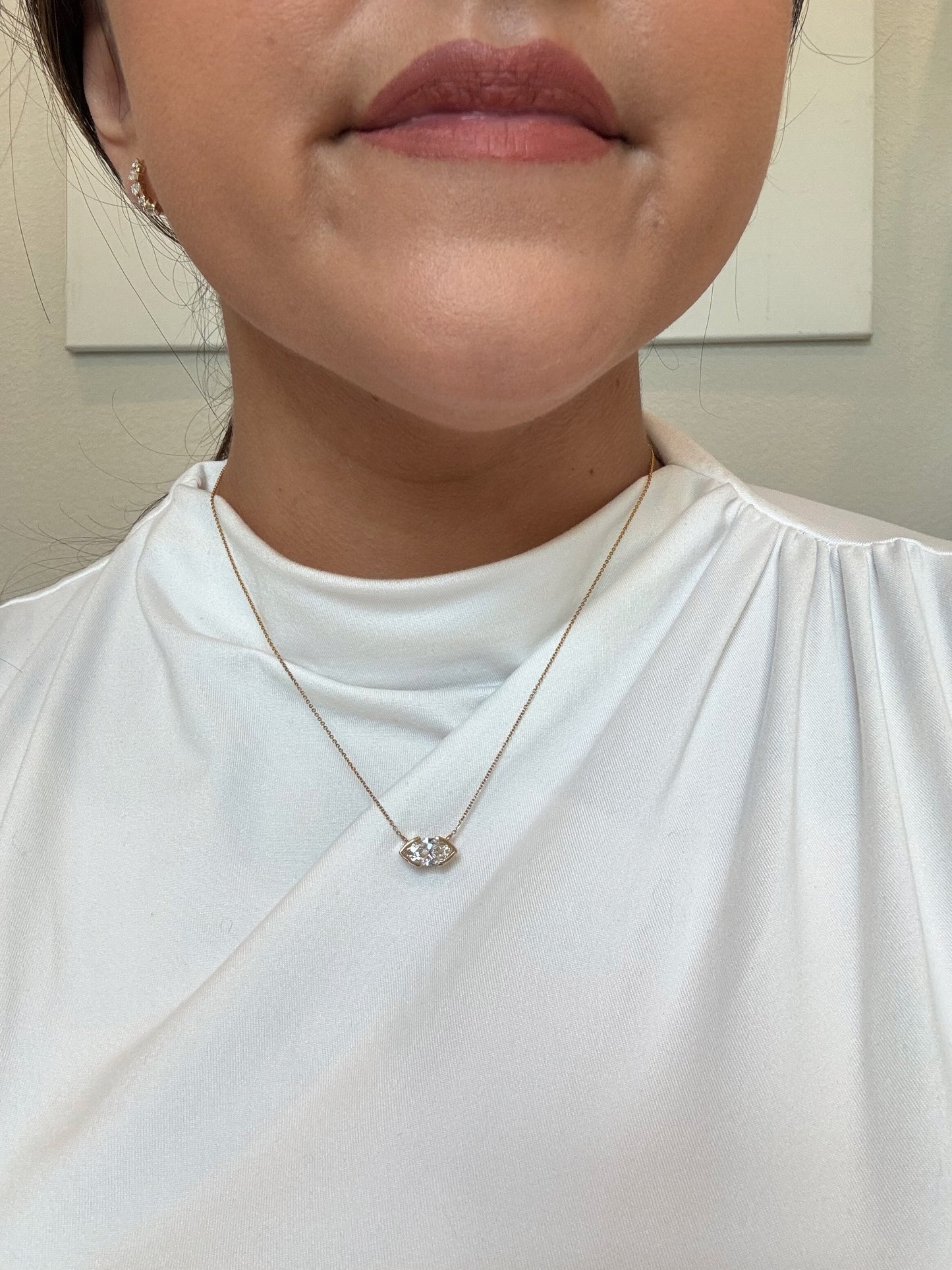 The Luna - Marquise Half Bezel Necklace