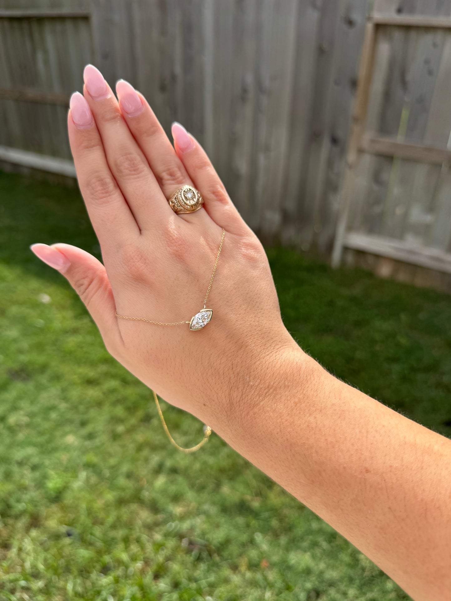 The Luna - Marquise Half Bezel Necklace