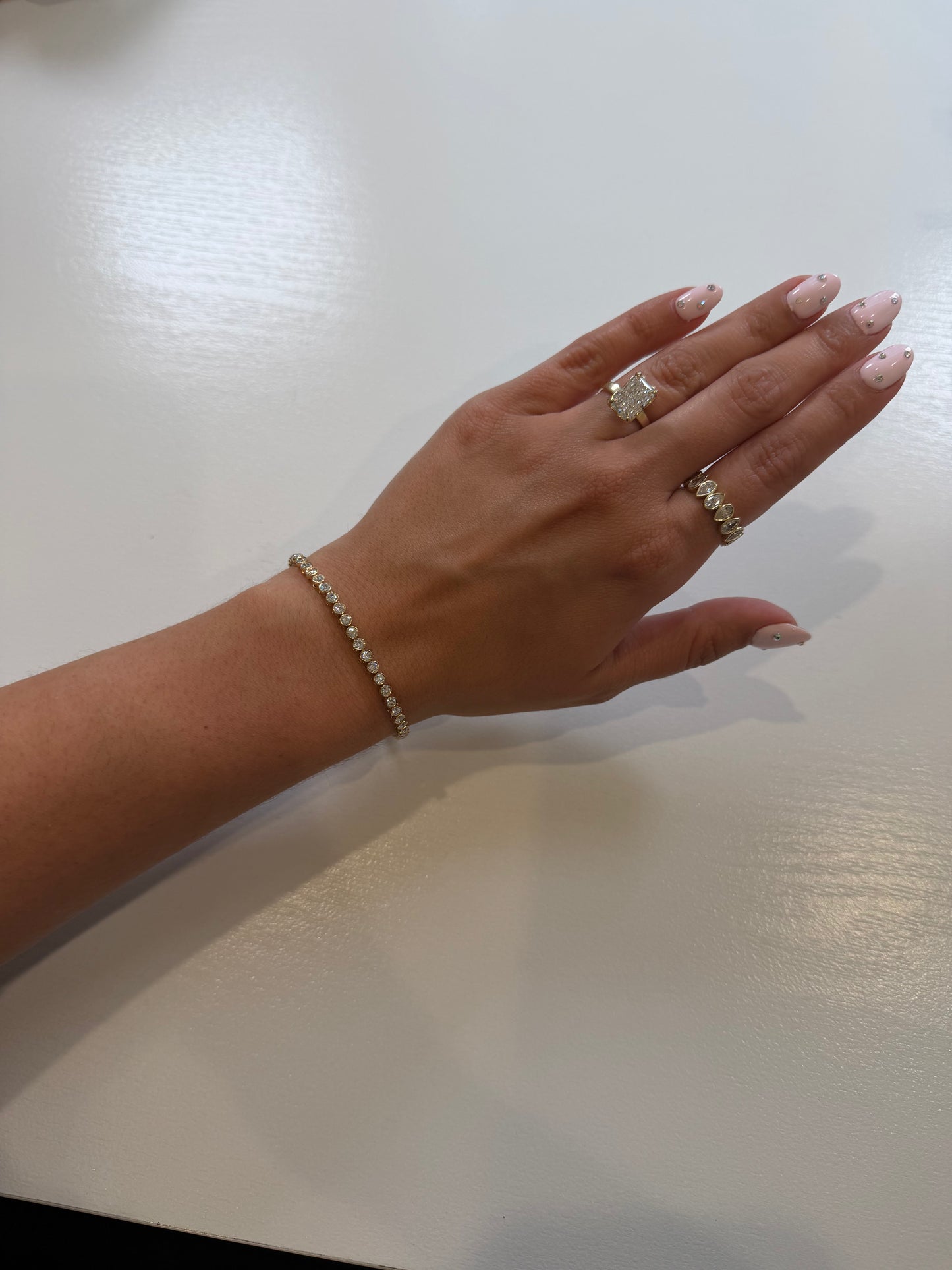 3.42 CT Round Lab Diamond Bezel Tennis Bracelet