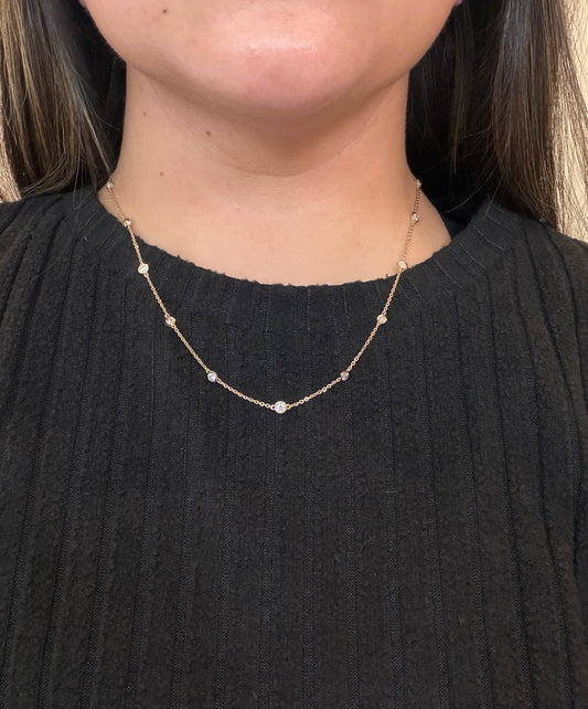 2 CTTW Round Lab Diamond By the Yard Necklace