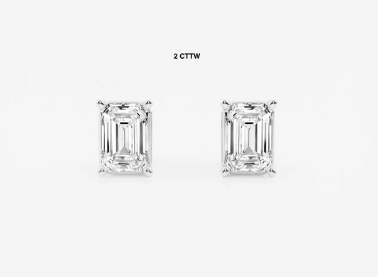 Emerald Cut Lab Diamond Studs