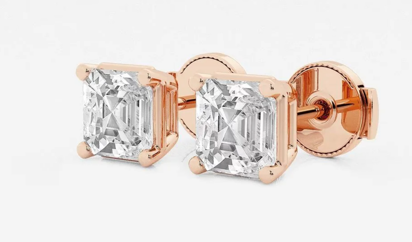 Asscher Cut Lab Diamond Studs