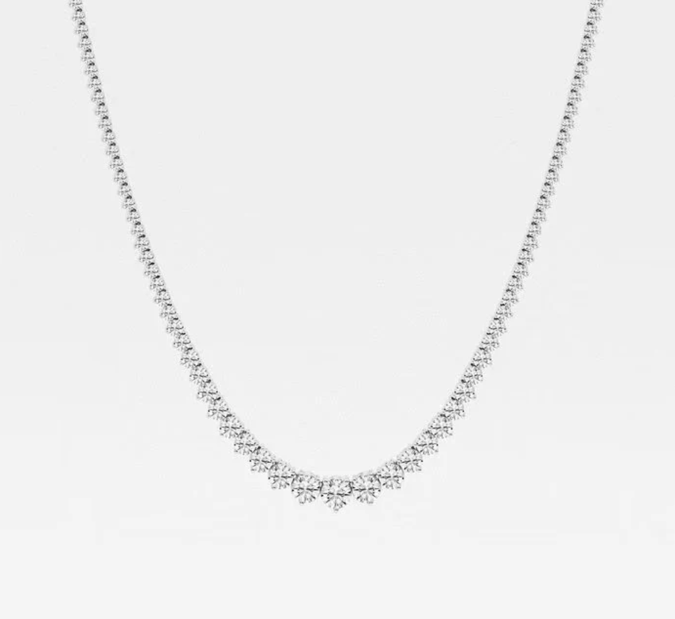 10 CTTW Round Lab Diamond Graduated Riviera Tennis Necklace