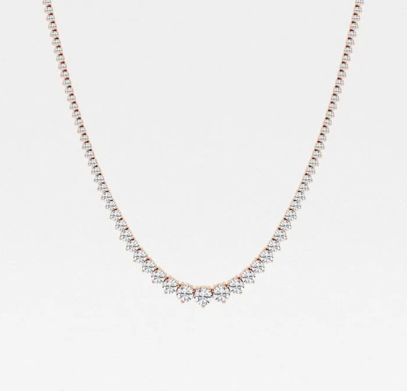 10 CTTW Round Lab Diamond Graduated Riviera Tennis Necklace