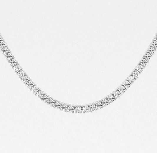 12.50 Ct Round Lab Grown Diamond Four Prong Tennis Necklace