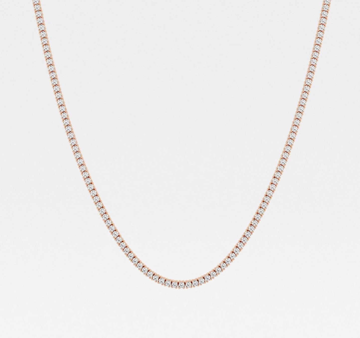 12.50 Ct Round Lab Grown Diamond Four Prong Tennis Necklace