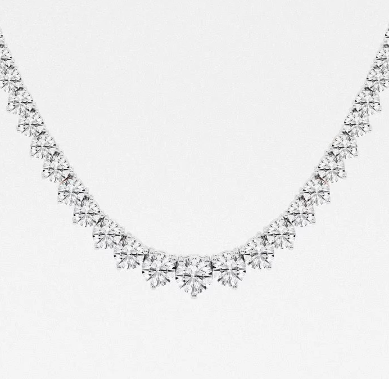12 CTTW Round Lab Diamond Graduated Riviera Tennis Necklace