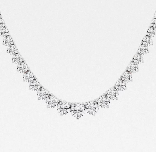 12 CTTW Round Lab Diamond Graduated Riviera Tennis Necklace