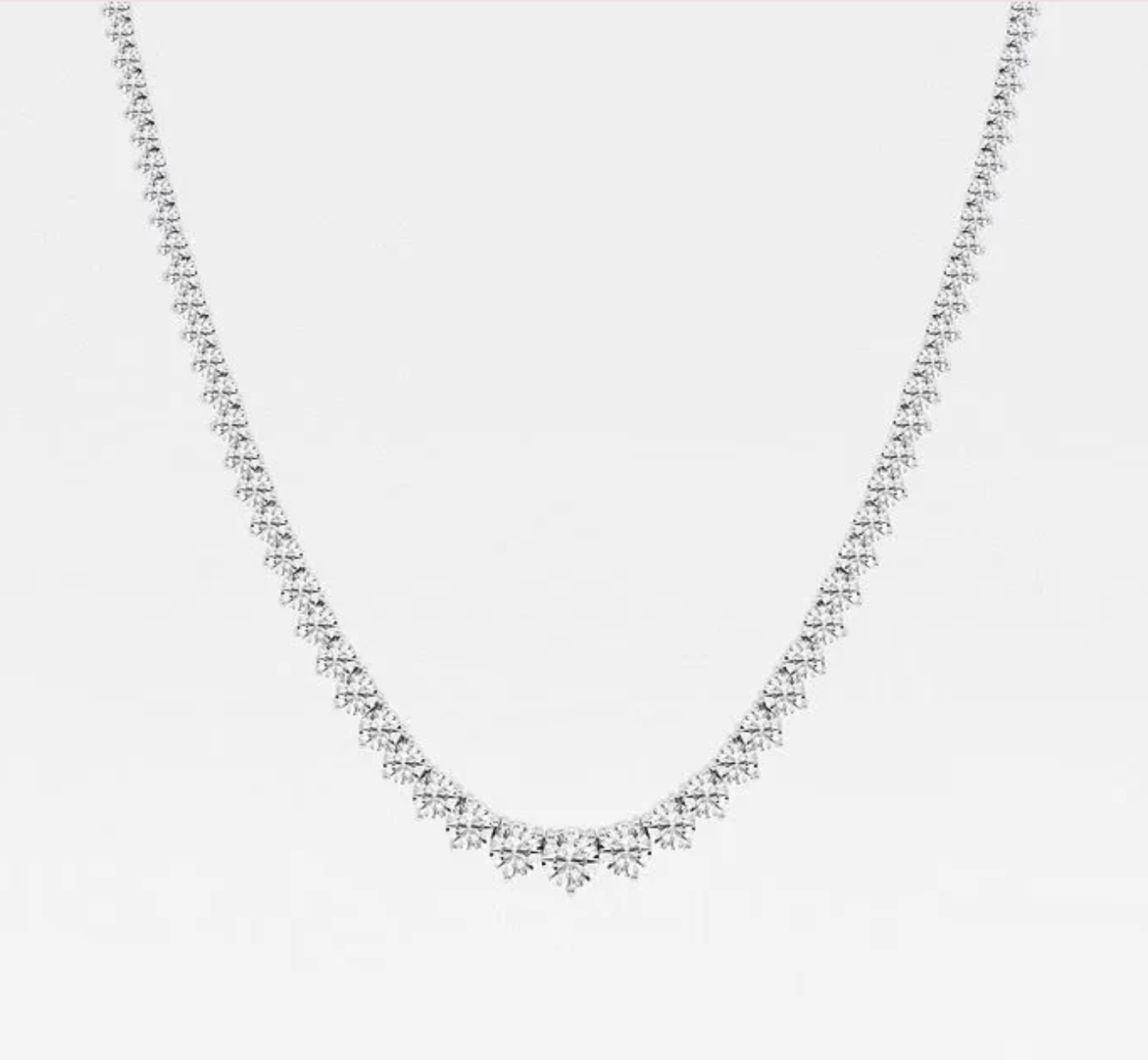 12 CTTW Round Lab Diamond Graduated Riviera Tennis Necklace