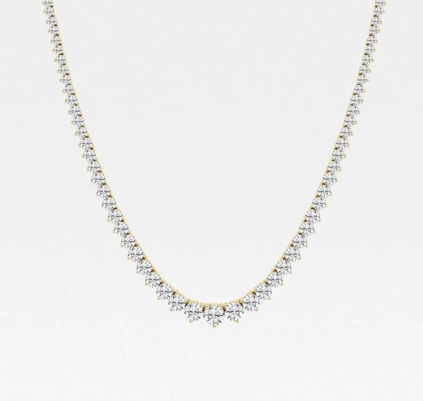 12 CTTW Round Lab Diamond Graduated Riviera Tennis Necklace