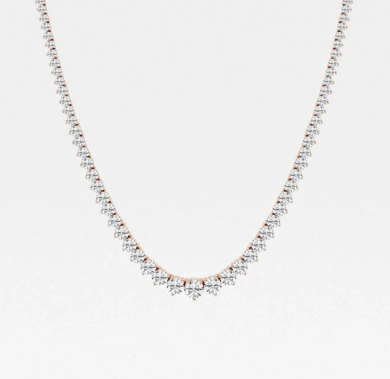 12 CTTW Round Lab Diamond Graduated Riviera Tennis Necklace