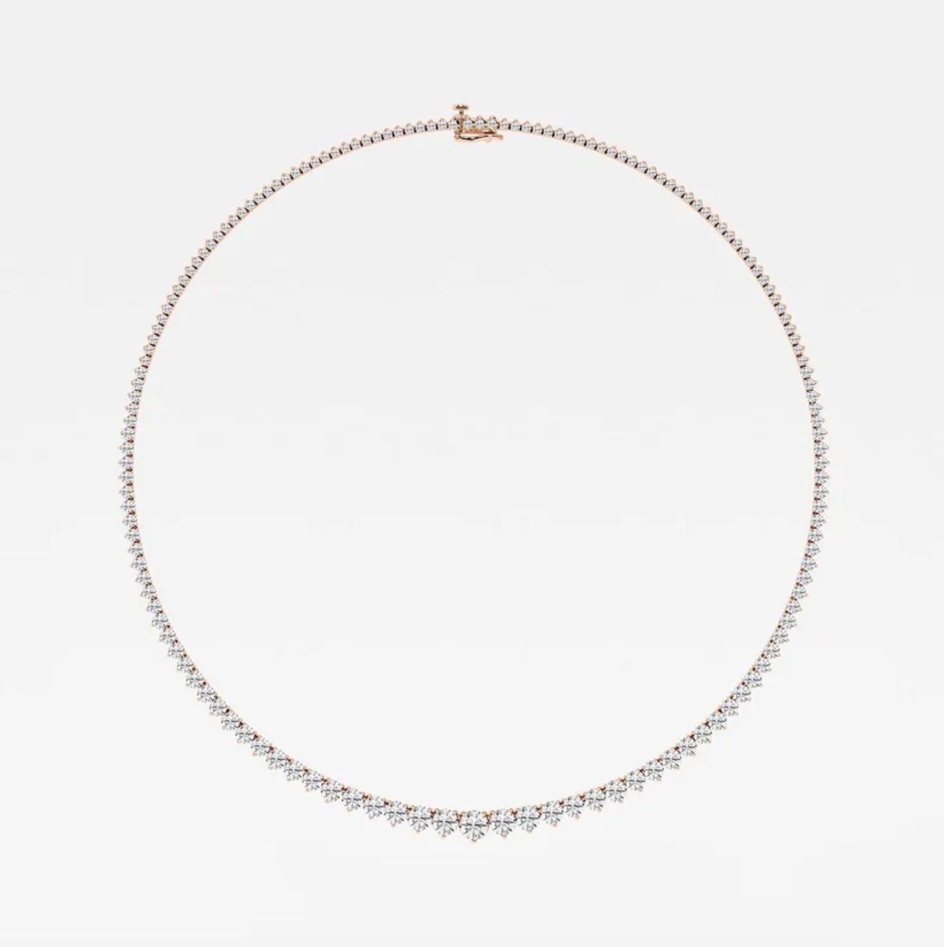 12 CTTW Round Lab Diamond Graduated Riviera Tennis Necklace
