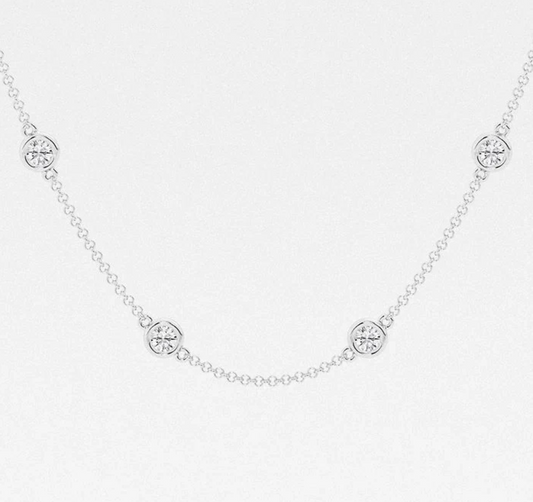 2 CTTW Round Lab Diamond Bezel Necklace