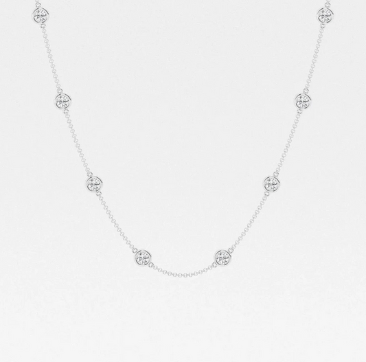3 CTTW Round Lab Diamond Bezel Necklace