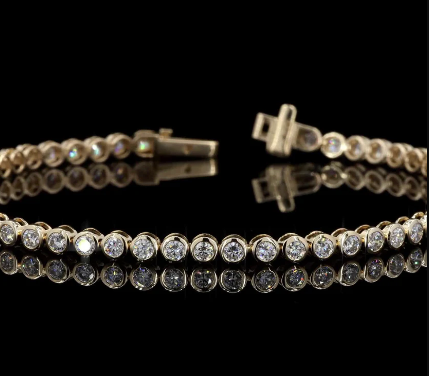 2.77 Ct Round Lab Grown Diamond Bezel Bracelet