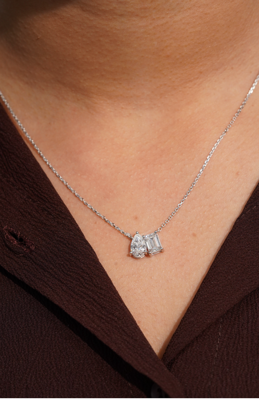 Toi Et Moi Emerald/Pear Necklace