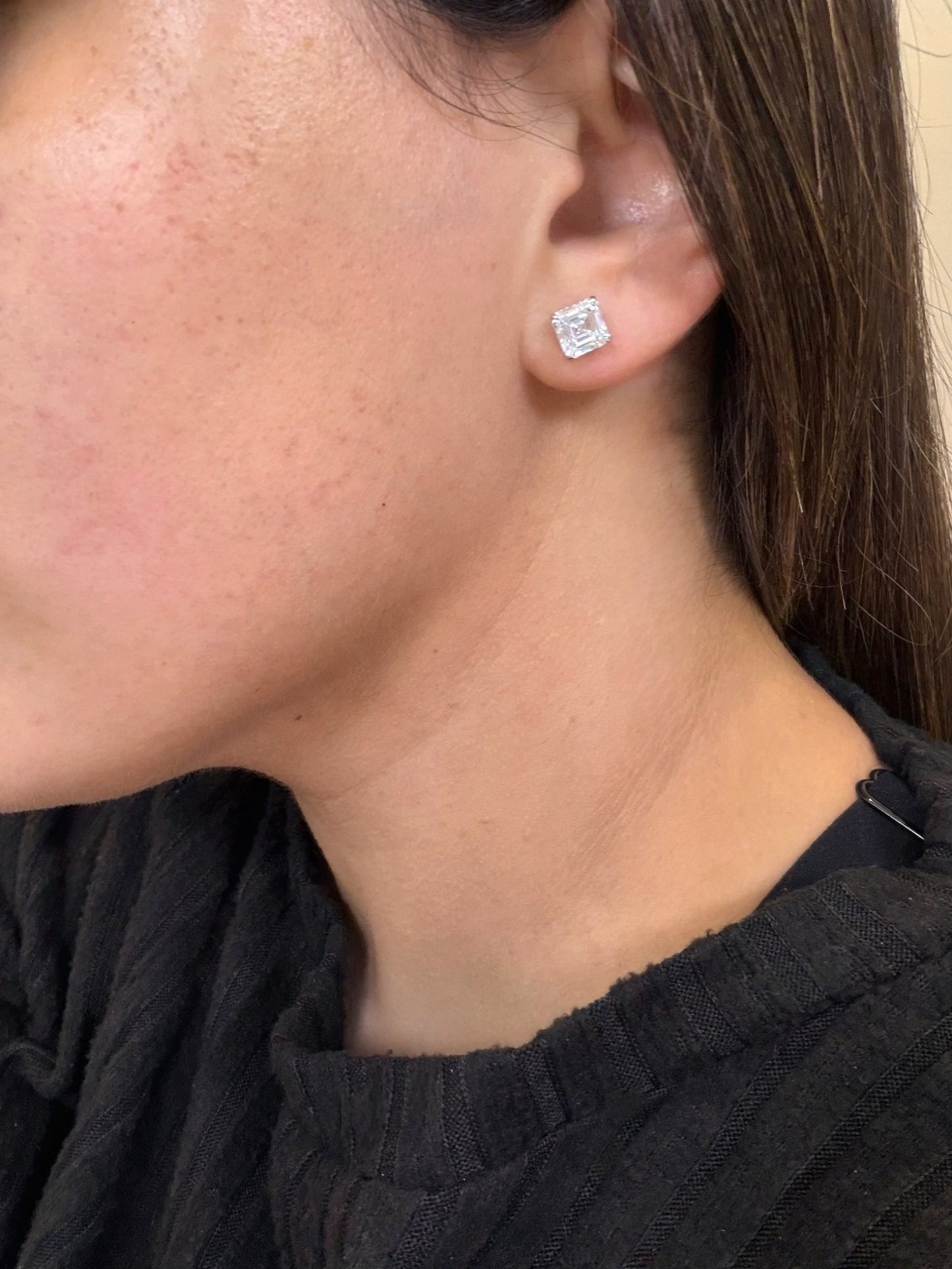 4 CTTW Asscher Studs