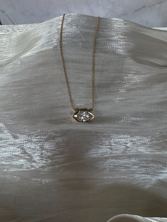 The Luna - Marquise Half Bezel Necklace