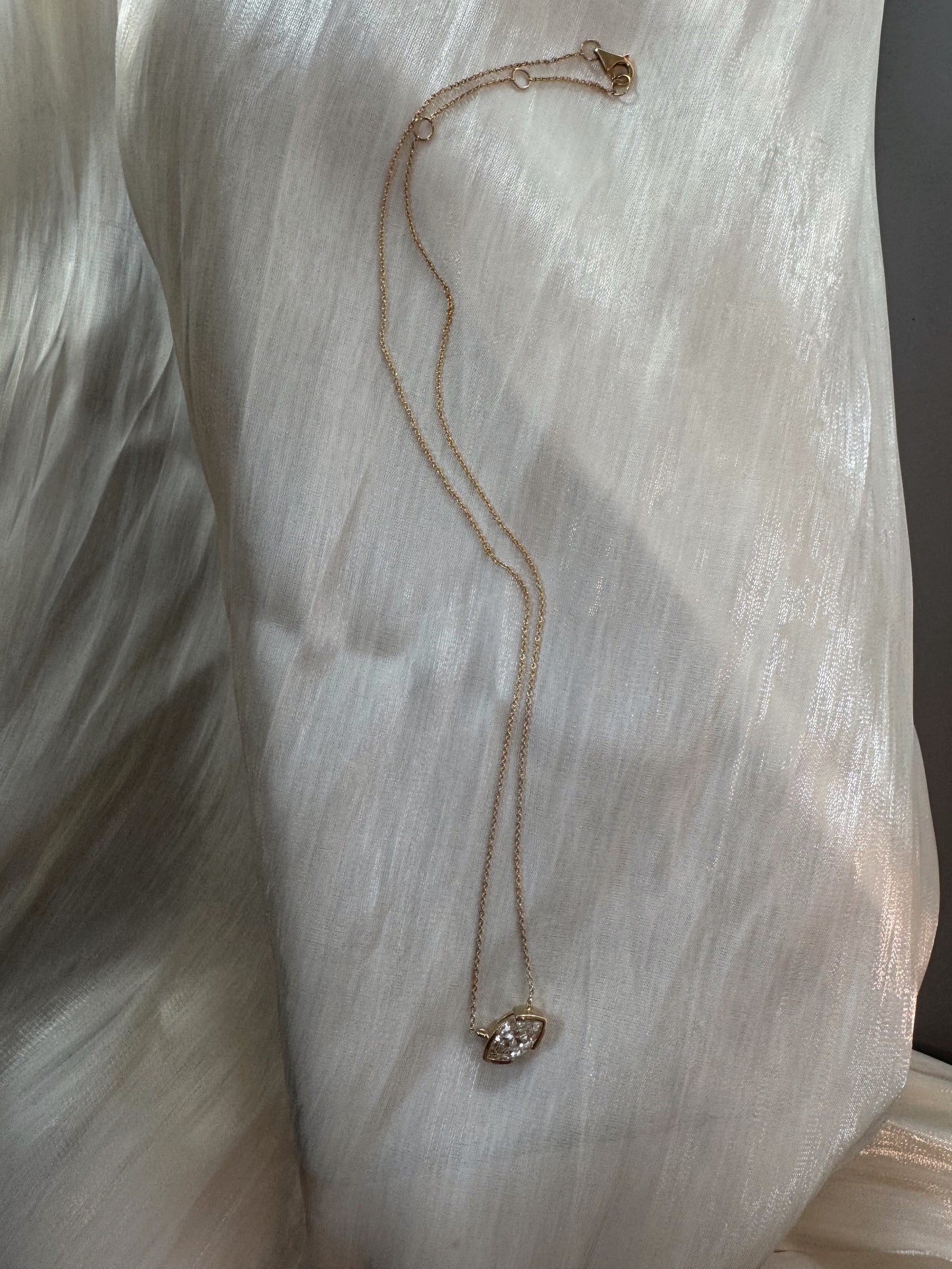 The Luna - Marquise Half Bezel Necklace