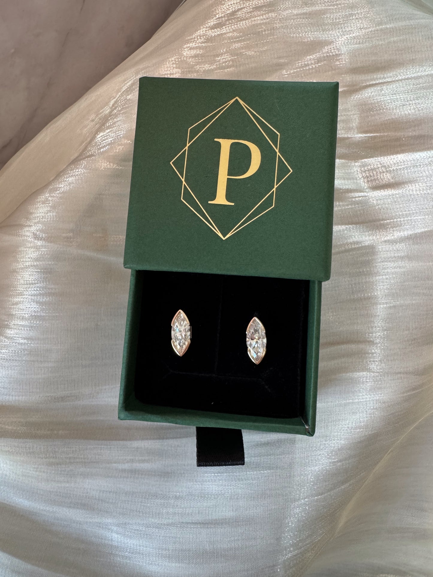 The Luna - Marquise Half Bezel Earrings