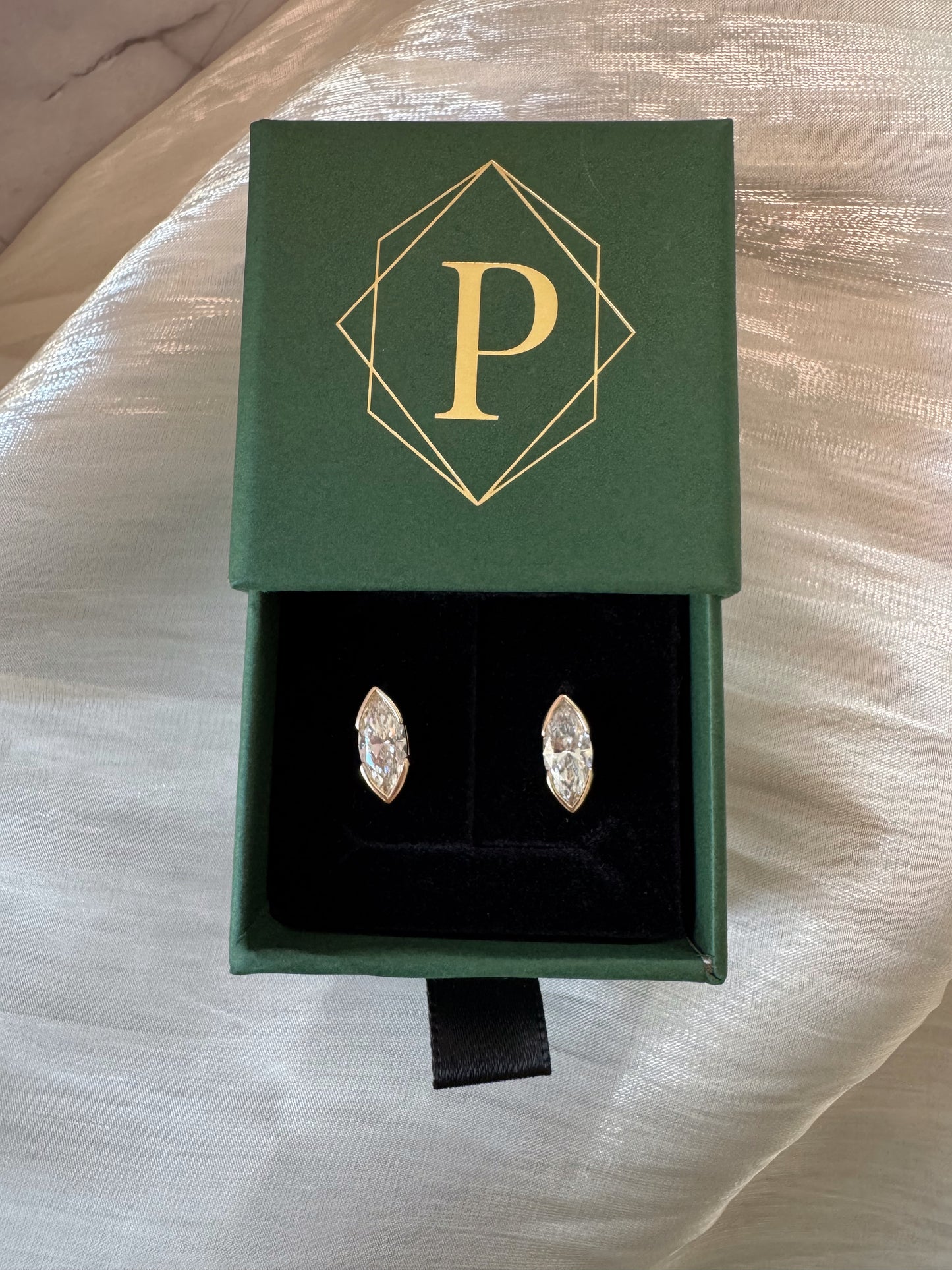 The Luna - Marquise Half Bezel Earrings