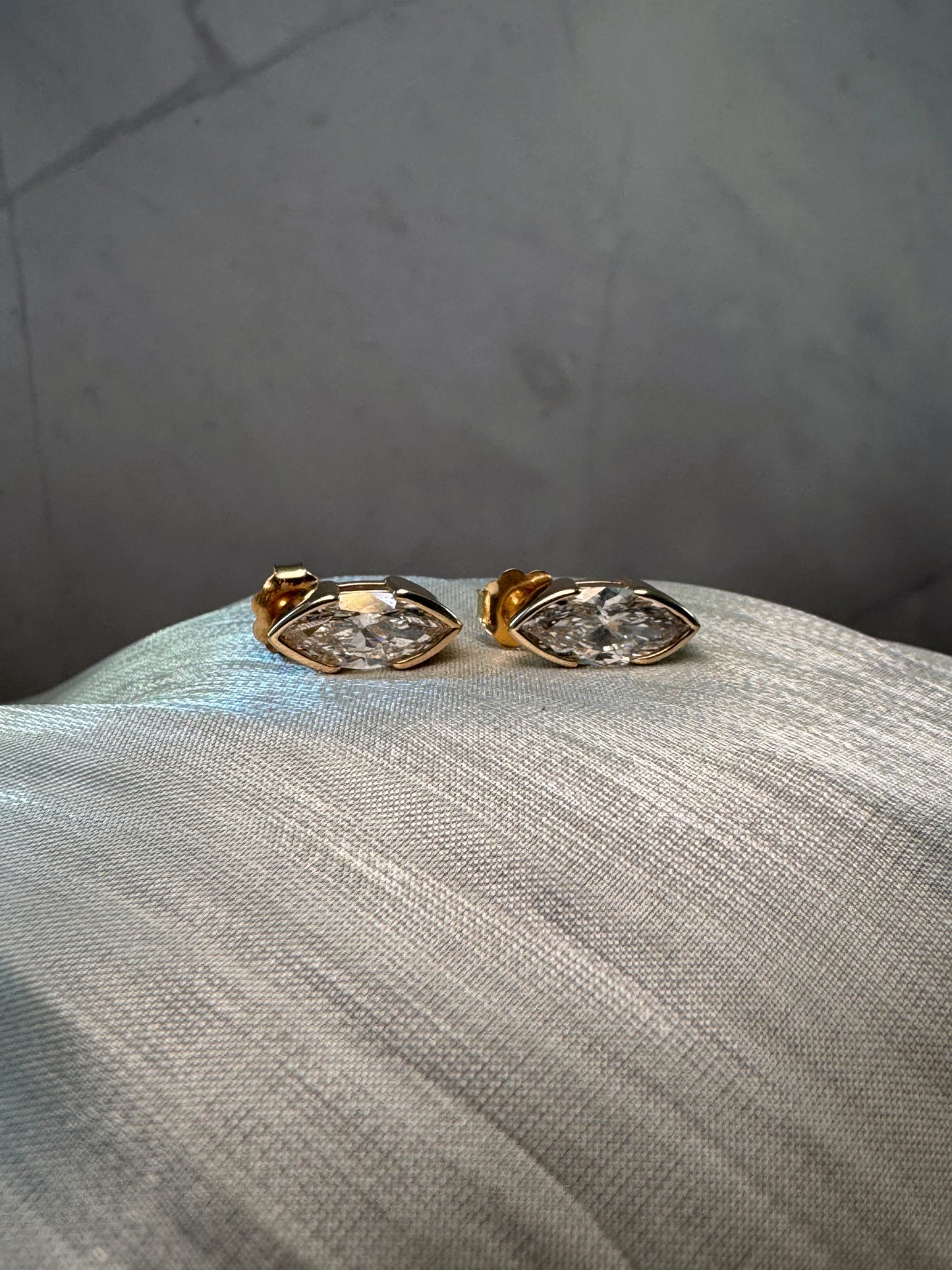 The Luna - Marquise Half Bezel Earrings