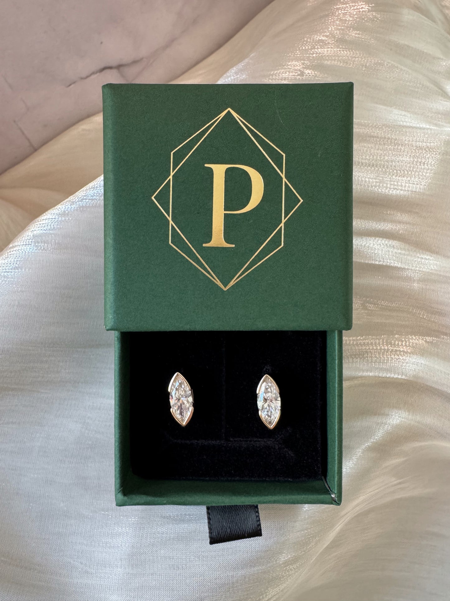 The Luna - Marquise Half Bezel Earrings