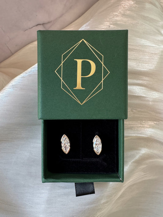 The Luna - Marquise Half Bezel Earrings